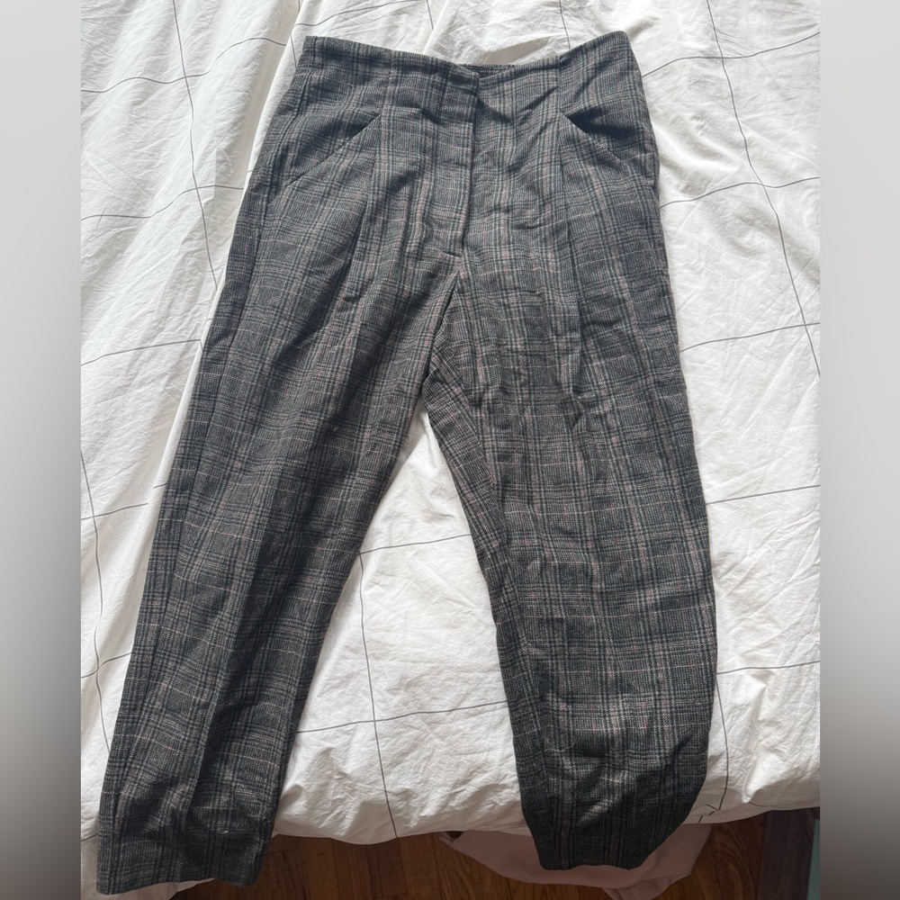Aritzia Wilfred Gray Plaid Wool Pants